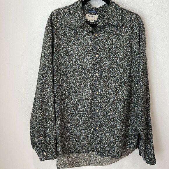 J. Crew Button-Down Shirt Size L Mini Floral 100% Cotton Medium Weight Soft - Picture 1 of 6